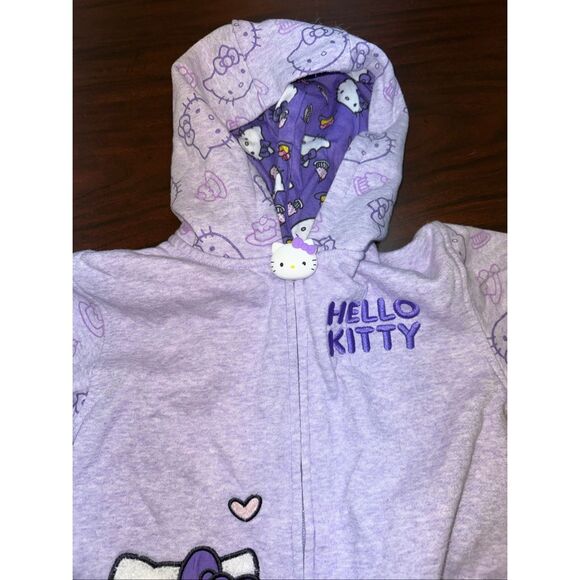 Hello Kitty Purple Zip Up Jacket with Hood Size Girls 7 - Picture 4 of 7